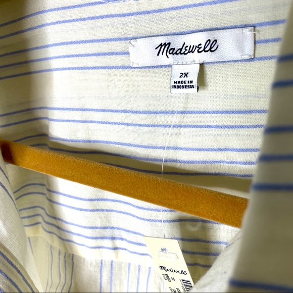 NWT Madewell Blue & Cream Tie Waist Shirt 2XL - Picture 5 of 6